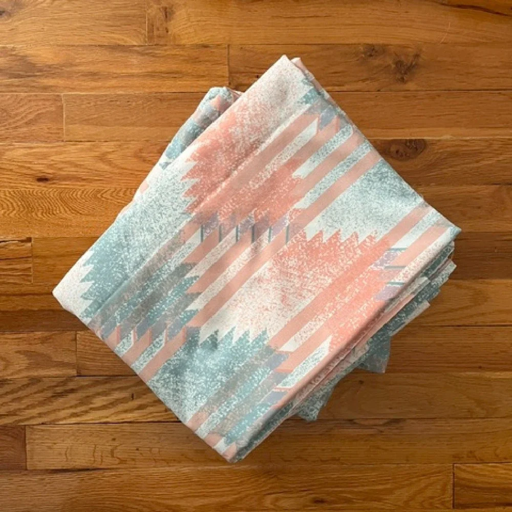 Vintage Geometric Aztec Queen size Sheet set 1980's, JP Stevens